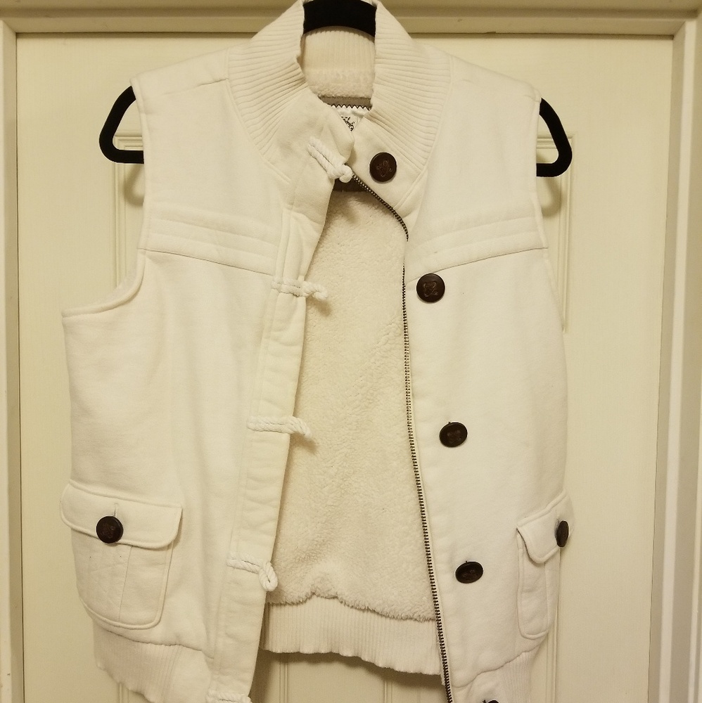 Old Navy Light Cream Fuzzy Winter Vest Large